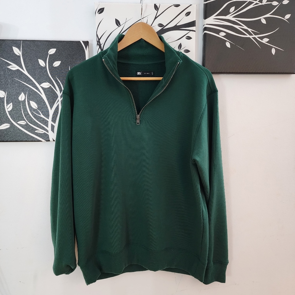 Men's Green Quarter-Zip Sweater